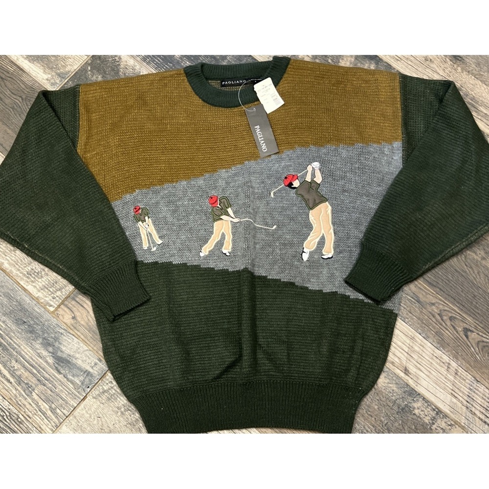 New Vintage Pagliano Men's Pullover Sweater Acrylic Blend Golf Theme Size XXL